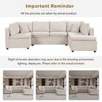 Beige 117 U-Shaped Oversized 6-Seater Sofa