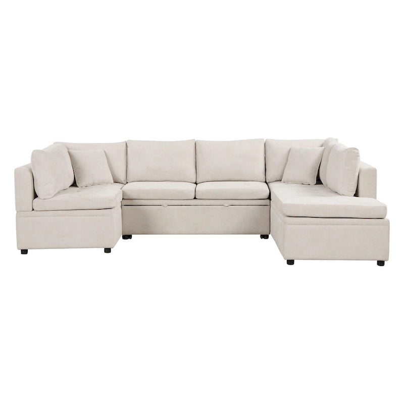 Beige 117 U-Shaped Oversized 6-Seater Sofa