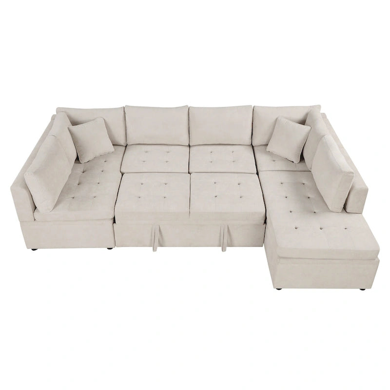 Beige 117 U-Shaped Oversized 6-Seater Sofa