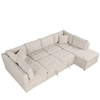 Beige 117 U-Shaped Oversized 6-Seater Sofa
