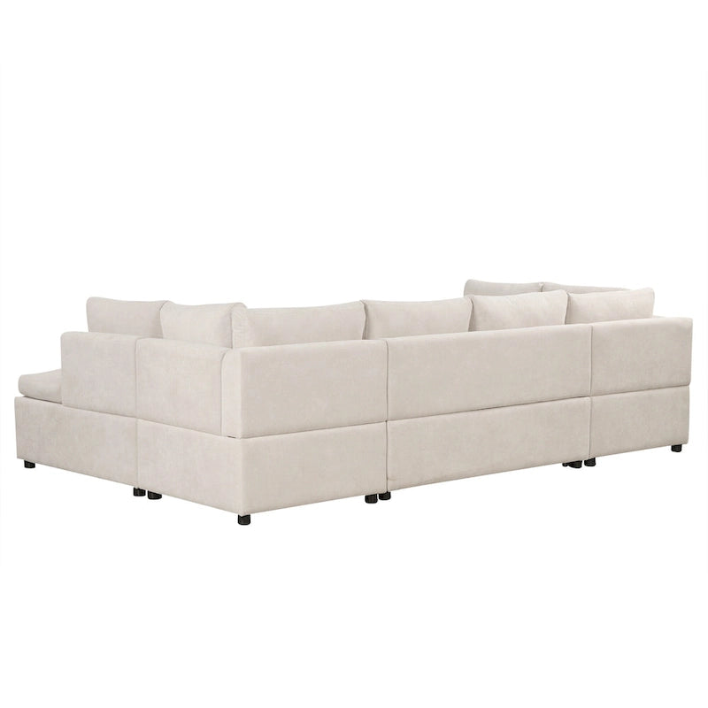 Beige 117 U-Shaped Oversized 6-Seater Sofa