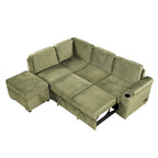 Green 84.75 L-Shaped 5-Seat Sleeper Sofa with Storage