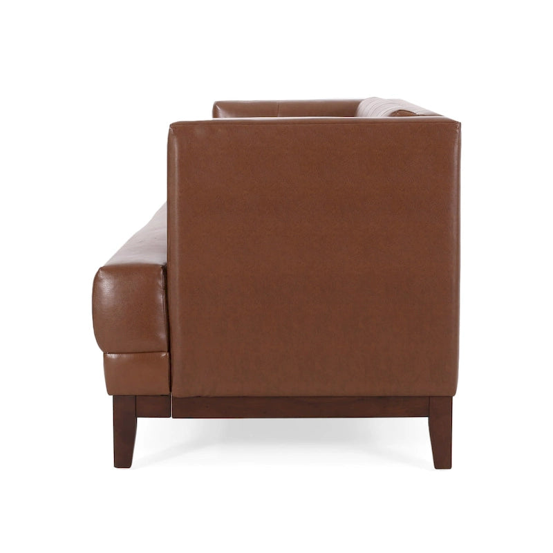 Modern 80.75 Button Tufted 3-seater Sofa with Wood Legs for Living Room