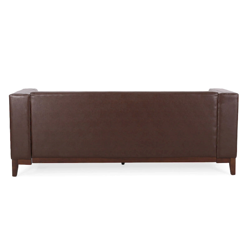 Modern 80.75 Button Tufted 3-seater Sofa with Wood Legs for Living Room