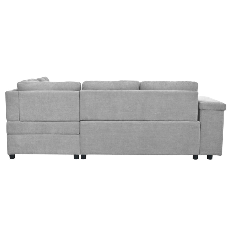 91.5 L-Shaped 4-Seat Sleeper Sofa with Pull-Out Bed and Storage