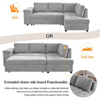 91.5 L-Shaped 4-Seat Sleeper Sofa with Pull-Out Bed and Storage