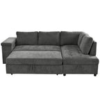 91.5 L-Shaped 4-Seat Sleeper Sofa with Pull-Out Bed and Storage