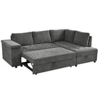 91.5 L-Shaped 4-Seat Sleeper Sofa with Pull-Out Bed and Storage