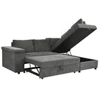 91.5 L-Shaped 4-Seat Sleeper Sofa with Pull-Out Bed and Storage