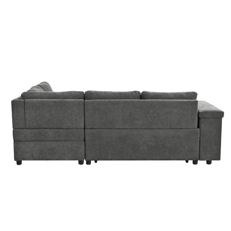 91.5 L-Shaped 4-Seat Sleeper Sofa with Pull-Out Bed and Storage