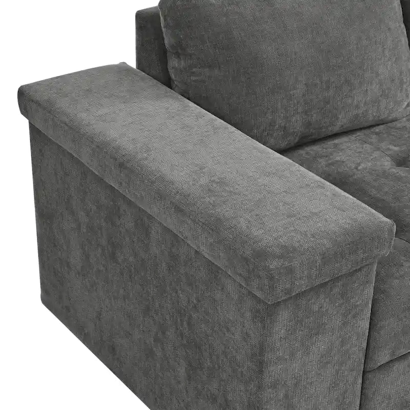 91.5 L-Shaped 4-Seat Sleeper Sofa with Pull-Out Bed and Storage