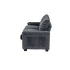Dark Grey 71 Fabric Loveseat Sofa with Square Storage Armrest and USB port for Living Room