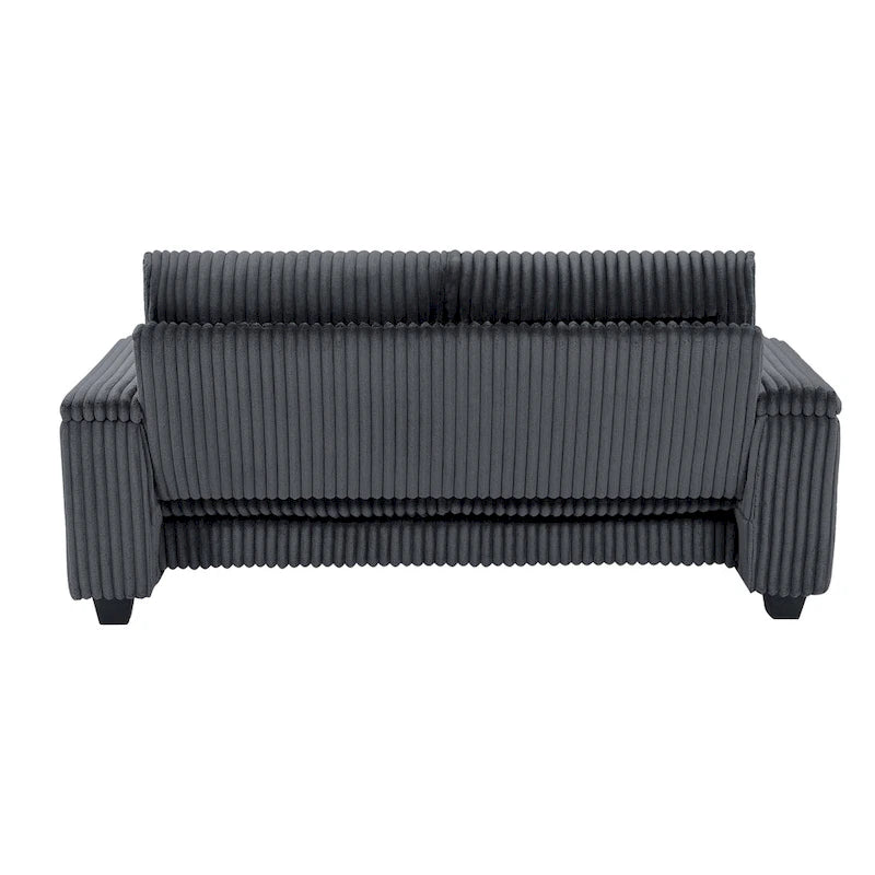 Dark Grey 71 Fabric Loveseat Sofa with Square Storage Armrest and USB port for Living Room