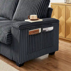 Dark Grey 71 Fabric Loveseat Sofa with Square Storage Armrest and USB port for Living Room