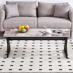 47 Modern Rectangular Coffee Table with Sintered Stone Tabletop and X-shaped Metal Legs