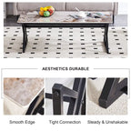 47 Modern Rectangular Coffee Table with Sintered Stone Tabletop and X-shaped Metal Legs