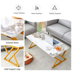 47 Modern Rectangular Coffee Table with Sintered Stone Tabletop and X-shaped Metal Legs