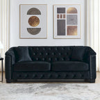 77 Chesterfield Velvet Button-tufted 3-Seater Sofa with Nailhead Decoration