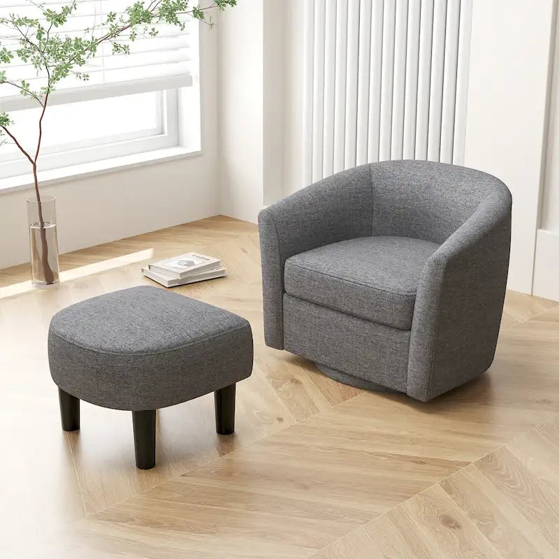 Modern Swivel Accent Chair with Ottoman for Living Room or Bedroom