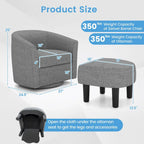 Modern Swivel Accent Chair with Ottoman for Living Room or Bedroom