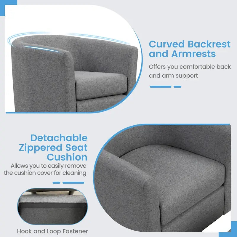 Modern Swivel Accent Chair with Ottoman for Living Room or Bedroom