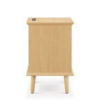 Chelsea Square Teagan Rattan Accent Side Table with Drawer Storage, Charging Station, & LED Touch Light - 15.25x23.75