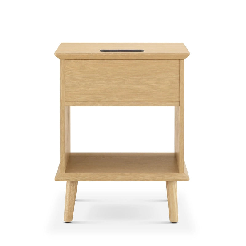 Chelsea Square Teagan Rattan Accent Side Table with Drawer Storage, Charging Station, & LED Touch Light - 15.25x23.75