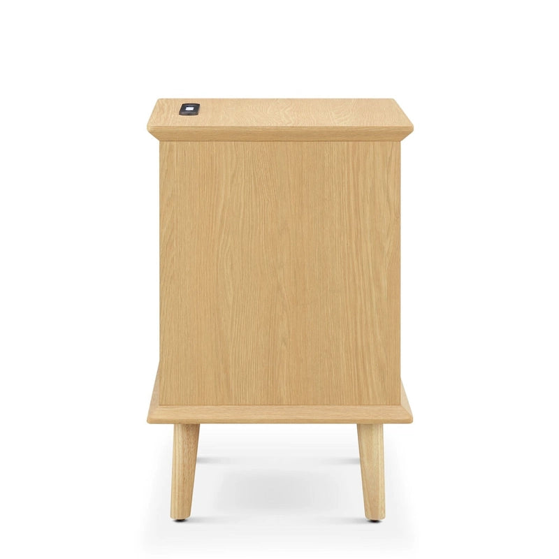 Chelsea Square Teagan Rattan Accent Side Table with Drawer Storage, Charging Station, & LED Touch Light - 15.25x23.75