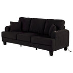 85 Modern Corduroy Rectangle 3-seater Sofa with USB and 2 Pillows