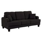 85 Modern Corduroy Rectangle 3-seater Sofa with USB and 2 Pillows