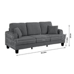 85 Modern Corduroy Rectangle 3-seater Sofa with USB and 2 Pillows