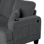 85 Modern Corduroy Rectangle 3-seater Sofa with USB and 2 Pillows