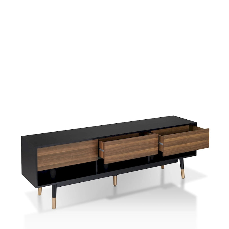Uddvide Mid-Century Modern Black 71-inch 3-Shelf TV Console by Carson Carrington