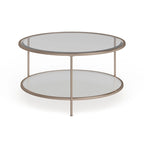 SEI Furniture Grant Gold Copper Round Coffee Table with Storage
