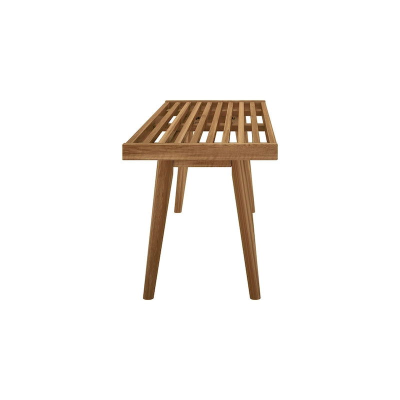 Plank and Beam Mid Century Double Wood Entryway Bench - 56.3 L x 16.5 W x 17.5 H