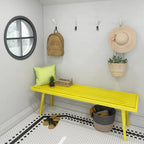 Plank and Beam Mid Century Double Wood Entryway Bench - 56.3 L x 16.5 W x 17.5 H