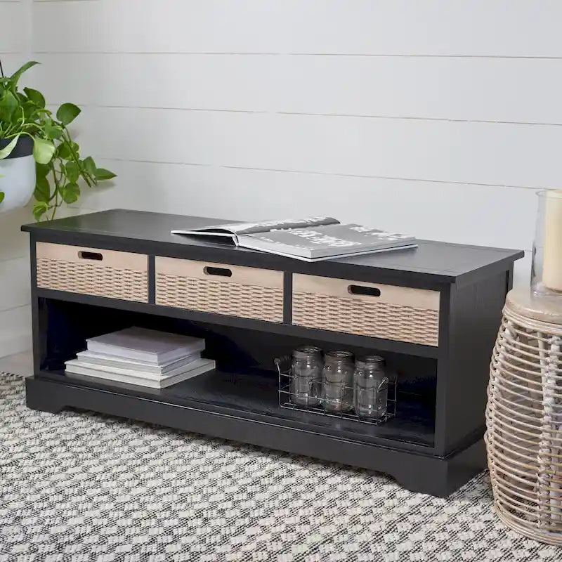 SAFAVIEH Salime 3-Drawer Bottom Shelf Storage Bench - 47.3 W x 15 L x 19 H - 47Wx15Dx19H