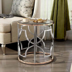 Ders Glam Chrome and Gold Plating Tempered Glass Top 3-Piece Coffee Table Set by Furniture of America