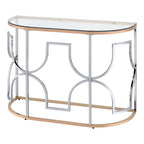 Ders Glam Chrome and Gold Plating Tempered Glass Top 3-Piece Coffee Table Set by Furniture of America