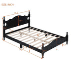Full Size Black Wood Retro Design Platform Bed