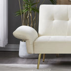 Italian Velvet Convertible Sleeper Sofa Bed with with Folded Armrests and Storage Bags
