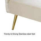 Italian Velvet Convertible Sleeper Sofa Bed with with Folded Armrests and Storage Bags