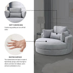 Welike Swivel Accent Barrel Modern Grey Sofa Lounge Club Big Round Chair with Storage Ottoman
