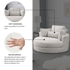 Welike Swivel Accent Barrel Modern Grey Sofa Lounge Club Big Round Chair with Storage Ottoman