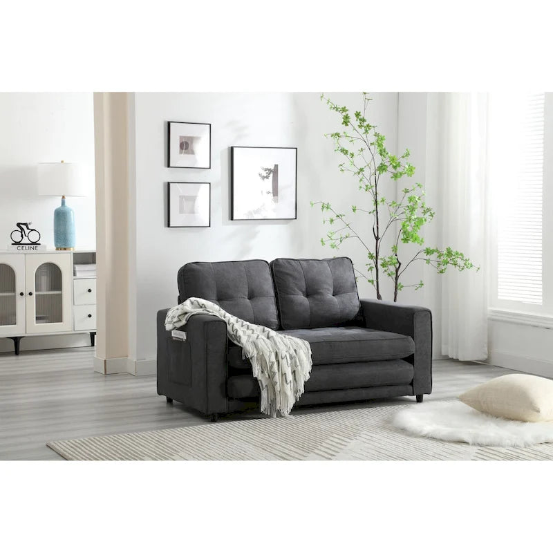 Plush Velvet Convertible 3-Fold Sofa Bed - 31.10 x 55.00 x 31.00