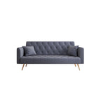 Tufted Grey Upholstered Convertible Double Folding Sofa Bed - 19.00 x 71.00 x 30.00
