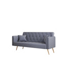 Tufted Grey Upholstered Convertible Double Folding Sofa Bed - 19.00 x 71.00 x 30.00