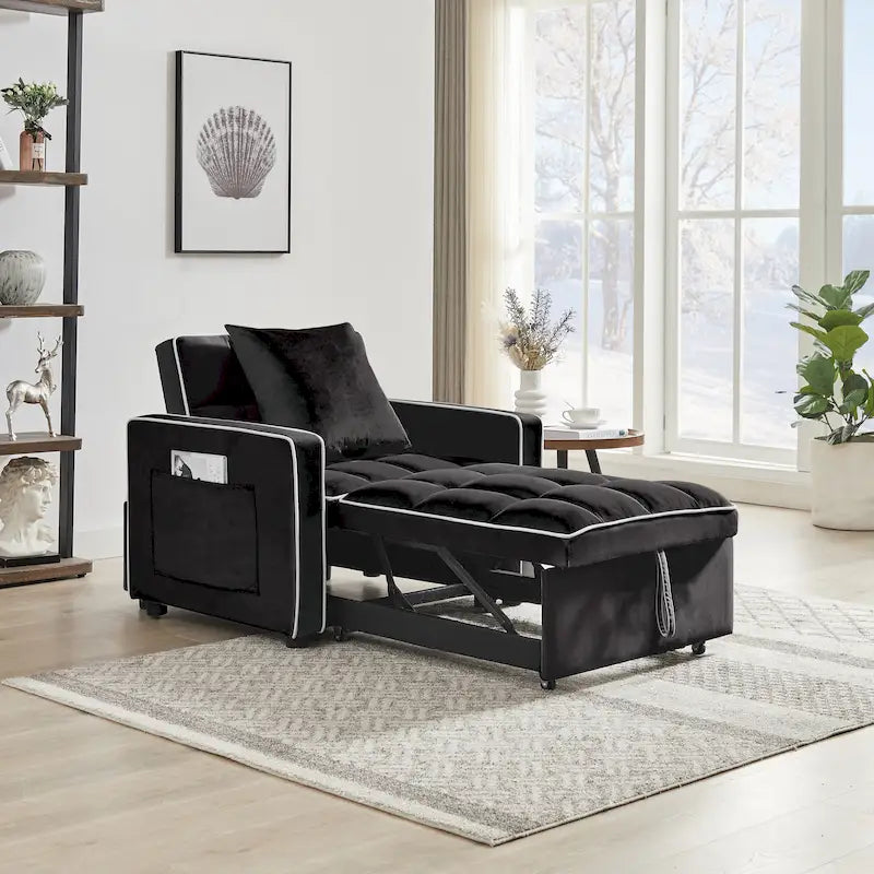 Three-in-One Folding Sofa Chair Bed with Adjustable Back - 33.85 x 35.43 x 31.10