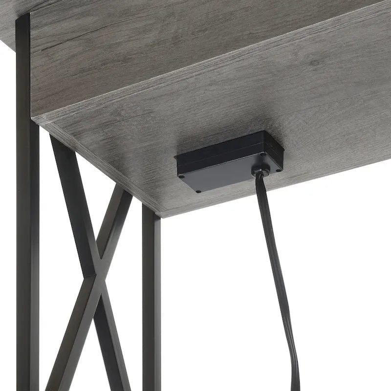 Convenience Concepts Tucson Flip Top End Table with Charging Station and Shelf