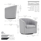 Porthos Home Matilde Swivel Fabric Barrel Accent Chair with Removable Seat Cushion
